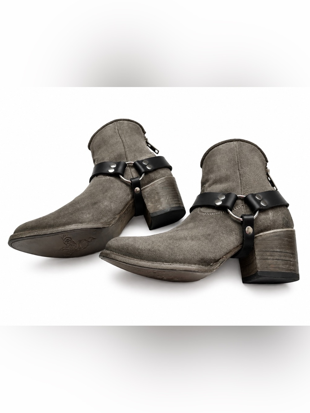 Freebird by Steven Spirit Grey Suede Harness Ankle Boots Size 8 NIB - Picture 14 of 16